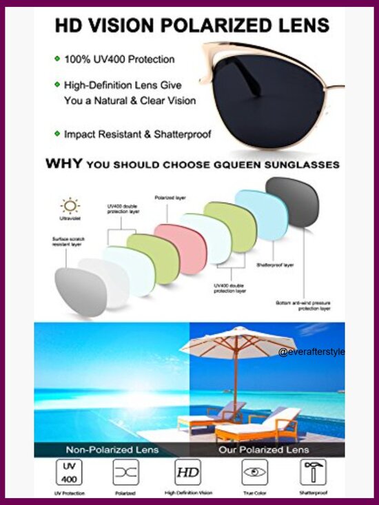 Metal Frame Polarized Oversized Cat Eye Sunglasses UV400 Protection main image 6